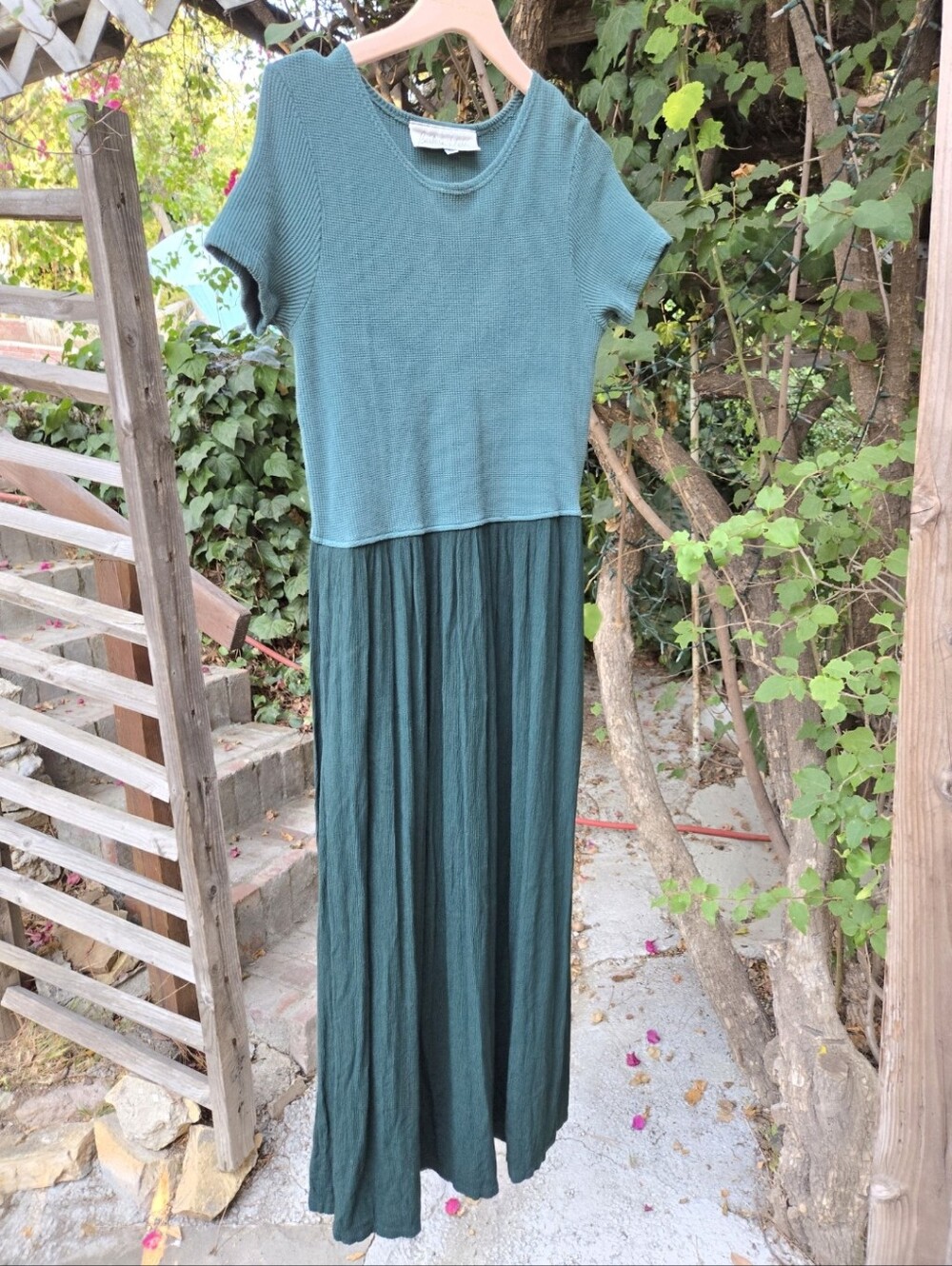 Vintage 90s Green Dress Grunge Boho M